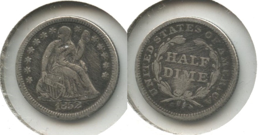 1852 Seated Liberty Half Dime Fine-12 Obverse Hits