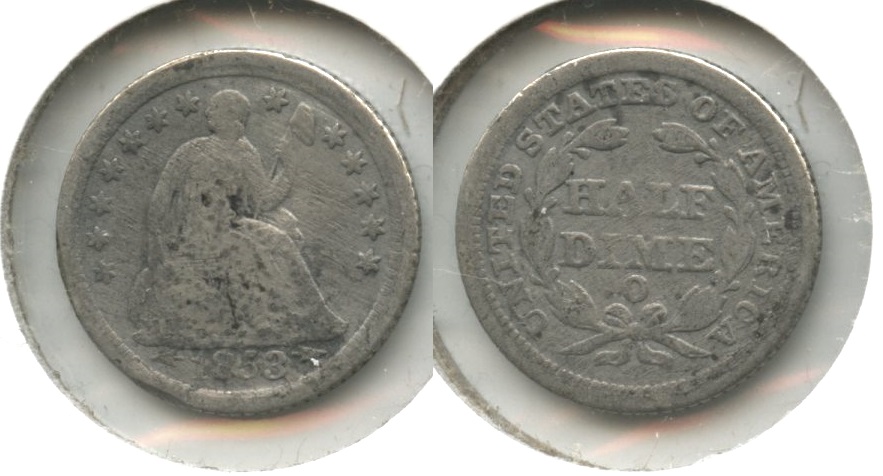 1853-O Seated Liberty Half Dime Good-4 #f Acid