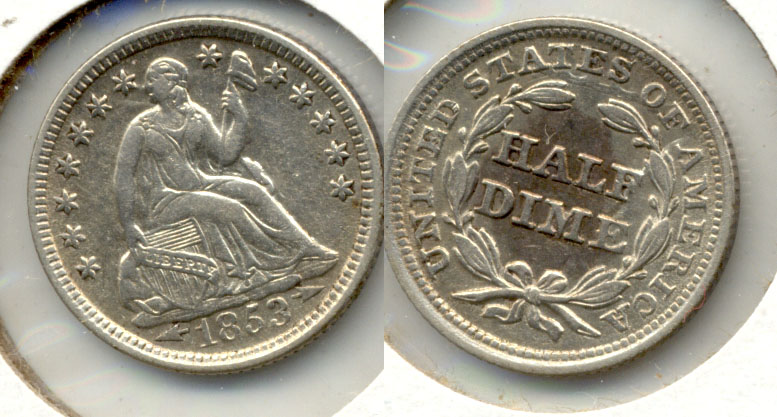 1853 Seated Liberty Half Dime EF-40 a