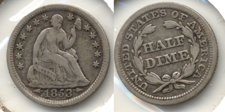 1853 Seated Liberty Half Dime Fine-12