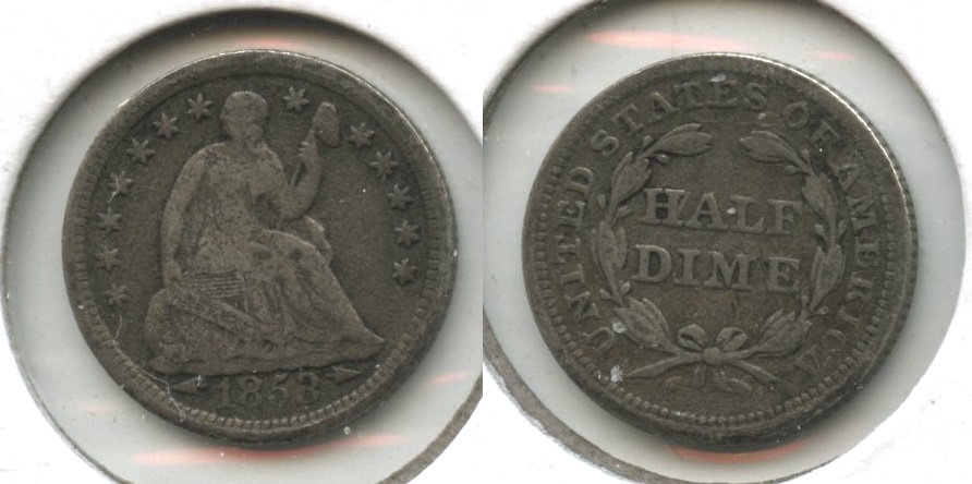 1853 Seated Liberty Half Dime Fine-12 #e