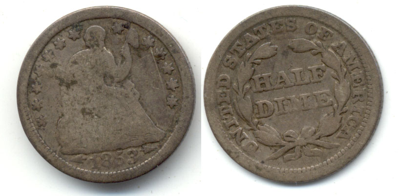 1853 Seated Liberty Half Dime Good-4
