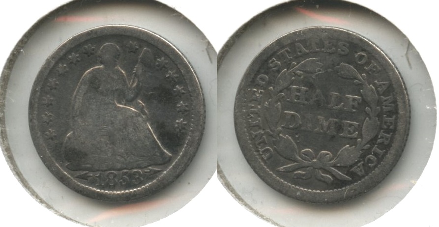1853 Seated Liberty Half Dime Good-4 #af Lighly Cleaned