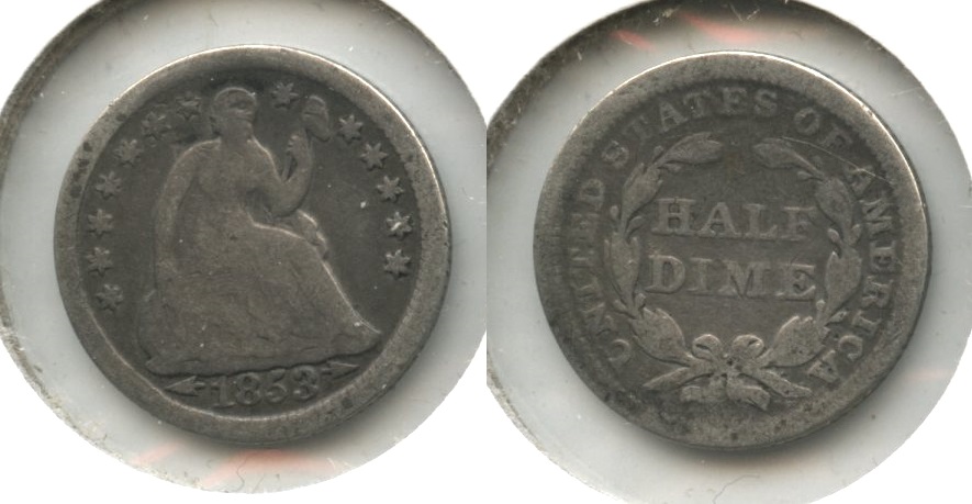 1853 Seated Liberty Half Dime Good-4 #an Obverse Bump