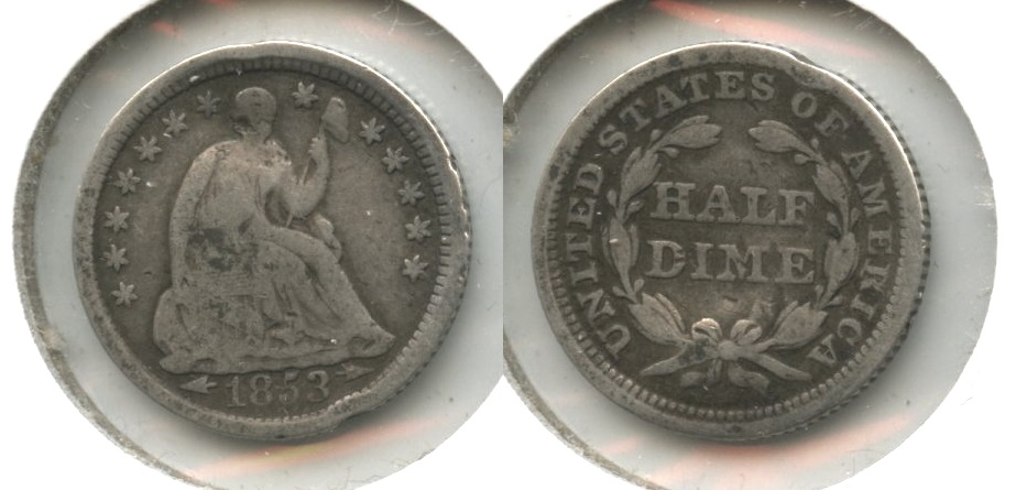 1853 Seated Liberty Half Dime Good-4 #ap Warped