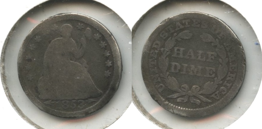 1853 Seated Liberty Half Dime Good-4 #aq Warped