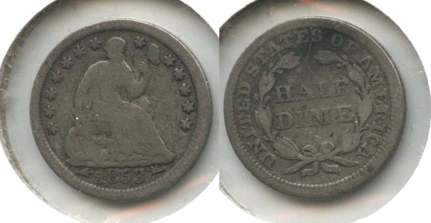 1853 Seated Liberty Half Dime Good-4 #ar Reverse X
