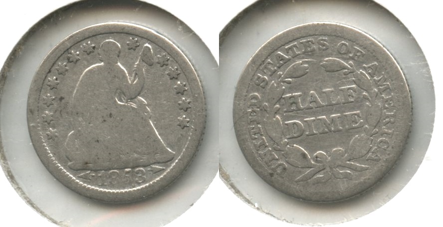 1853 Seated Liberty Half Dime Good-4 #as Cleaned