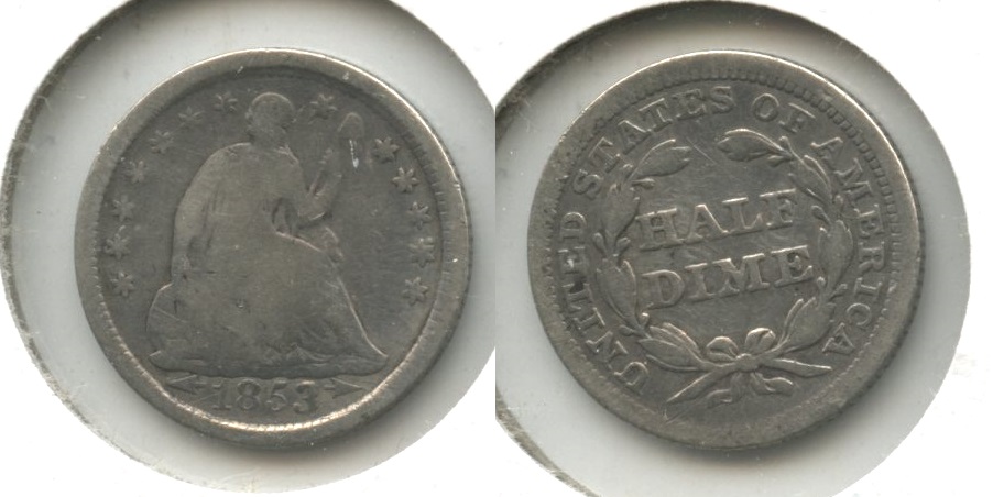 1853 Seated Liberty Half Dime Good-4 #au Cleaned