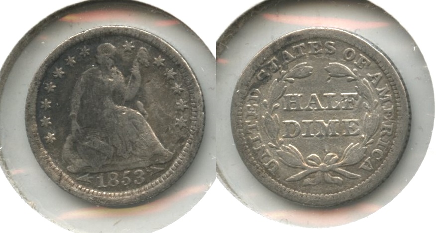 1853 Seated Liberty Half Dime Good-4 #aw Cleaned