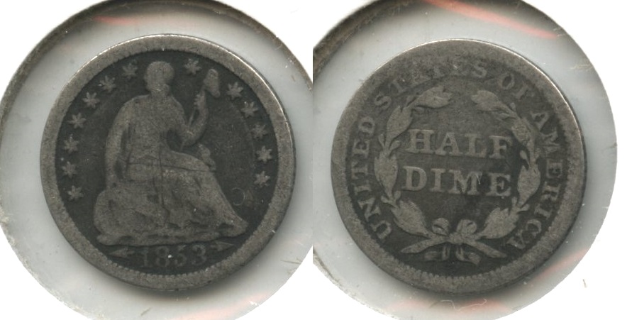 1853 Seated Liberty Half Dime Good-4 #ax Obverse Scratch