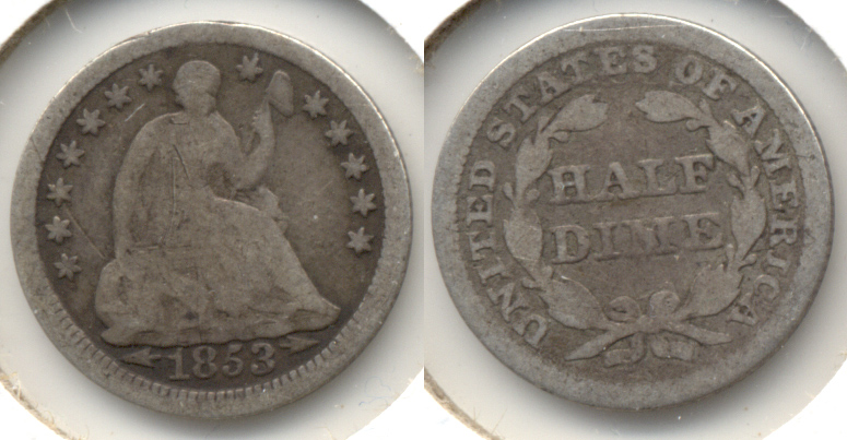 1853 Seated Liberty Half Dime Good-4 b