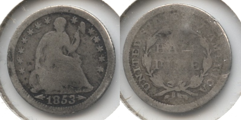 1853 Seated Liberty Half Dime Good-4 #l Warped
