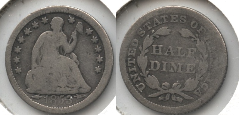 1853 Seated Liberty Half Dime Good-4 #q