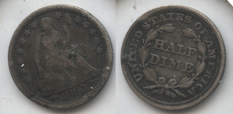 1853 Seated Liberty Half Dime Good-4 Edge Bump #r