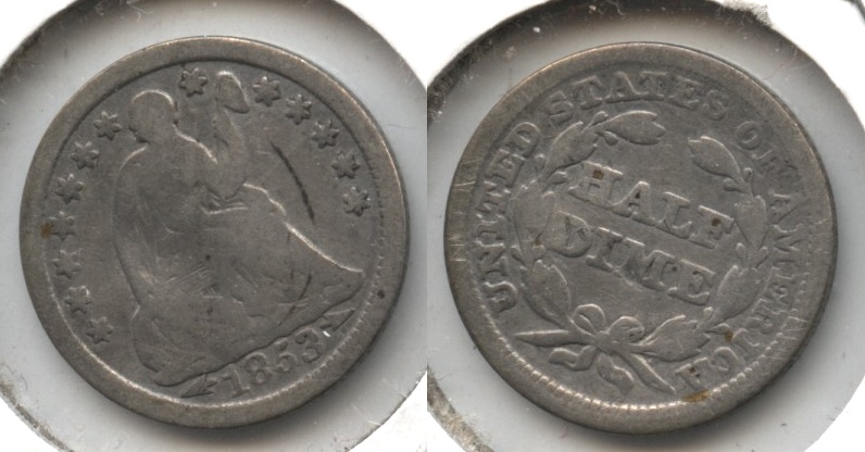 1853 Seated Liberty Half Dime Good-4 Obverse Bump #s