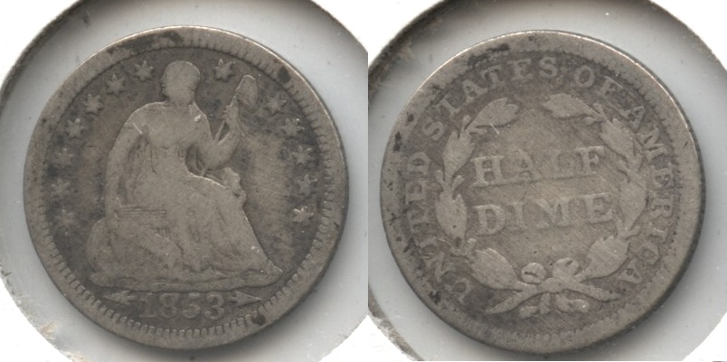 1853 Seated Liberty Half Dime Good-4 #v