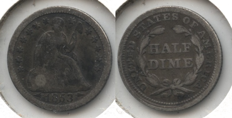 1853 Seated Liberty Half Dime Good-4 #w