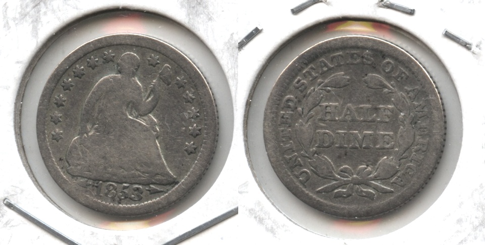 1853 Seated Liberty Half Dime Good-4 #z Warped