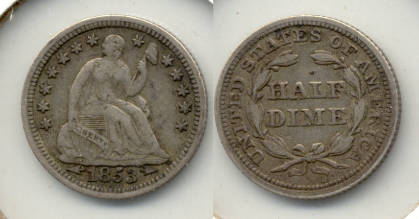 1853 Seated Liberty Half Dime VF-20