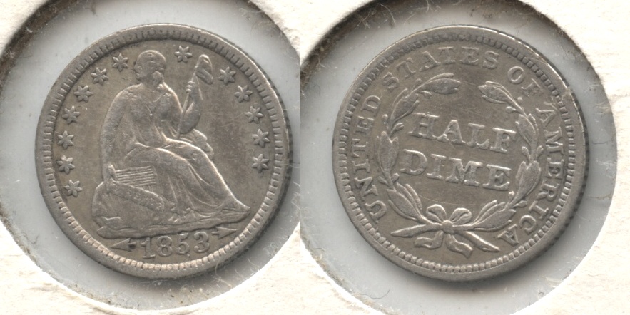 1853 Seated Liberty Half Dime VF-20 #a Old Cleaning