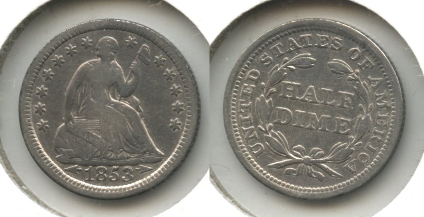 1853 Seated Liberty Half Dime VG-8 #j Cleaned