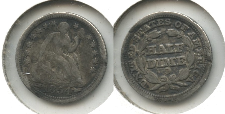 1854-O Seated Liberty Half Dime Fine-12 Rim Dings