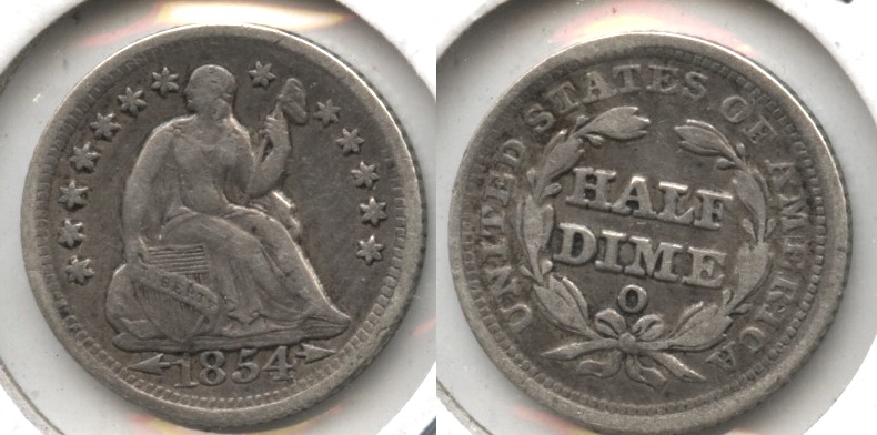 1854-O Seated Liberty Half Dime VF-20 Warped