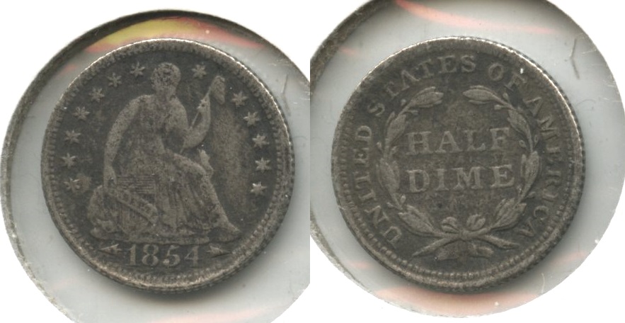 1854 Seated Liberty Half Dime Fine-12 Light Porous
