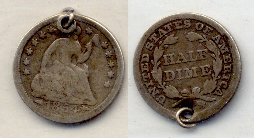 1854 Seated Liberty Half Dime Good-4 a Looped