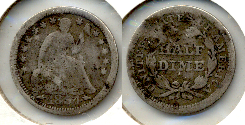 1854 Seated Liberty Half Dime Good-4 b Damage