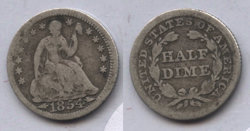 1854 Seated Liberty Half Dime Good-4 #h