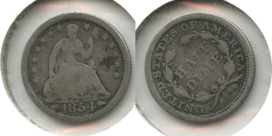 1854 Seated Liberty Half Dime Good-4 #i Rotated Reverse