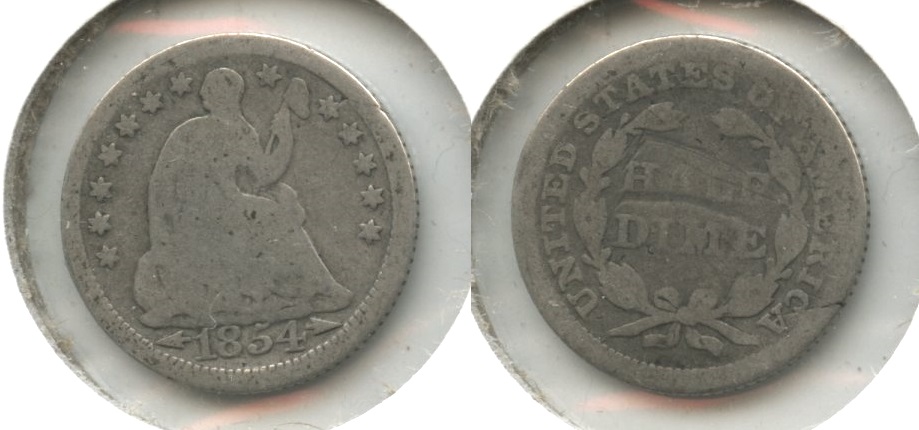 1854 Seated Liberty Half Dime Good-4 #k Reverse Scrapes