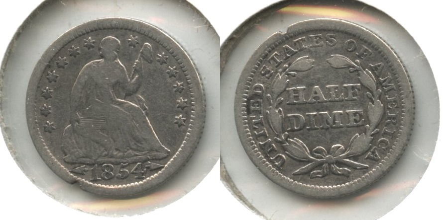 1854 Seated Liberty Half Dime Good-4 #l Cleaned