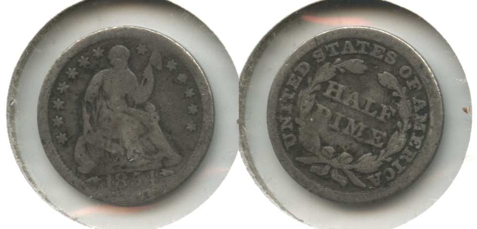 1854 Seated Liberty Half Dime Good-4 #o Light Damage