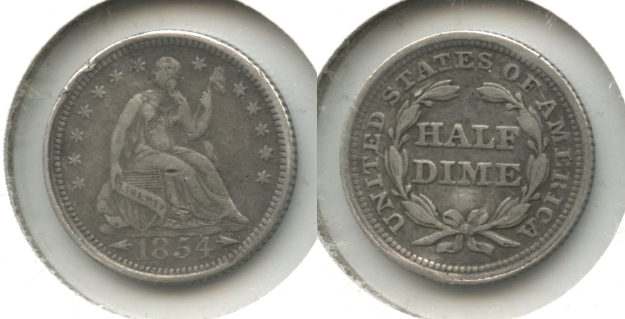 1854 Seated Liberty Half Dime VF-20 Obverse Bump