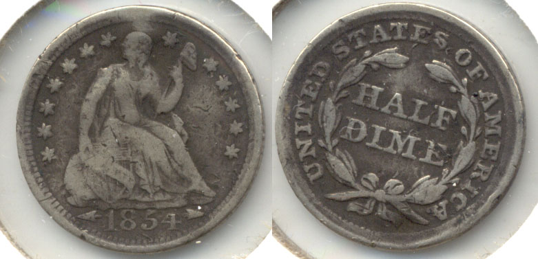 1854 Seated Liberty Half Dime VG-8