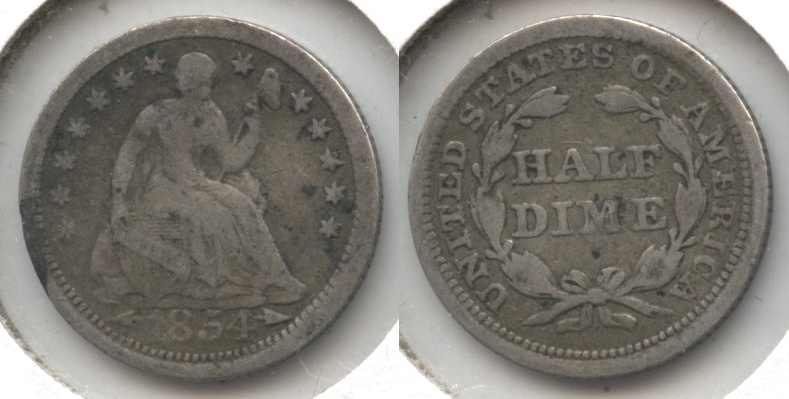 1854 Seated Liberty Half Dime VG-8 #b