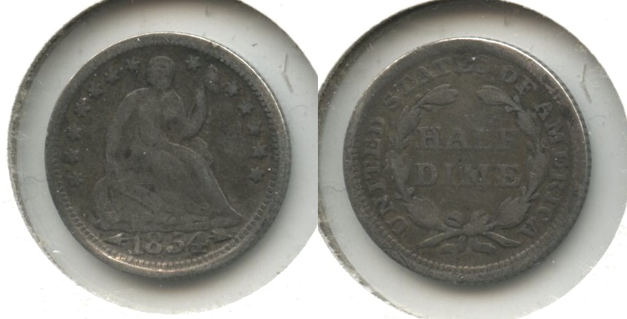 1854 Seated Liberty Half Dime VG-8 #g Slight Warp