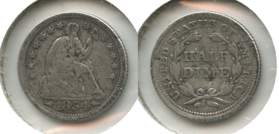 1854 Seated Liberty Half Dime VG-8 #h Reverse Hit