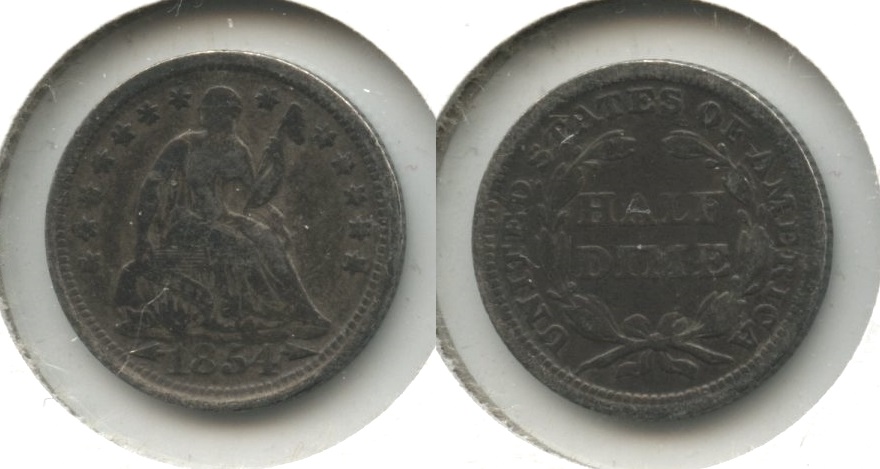 1854 Seated Liberty Half Dime VG-8 #i Toned
