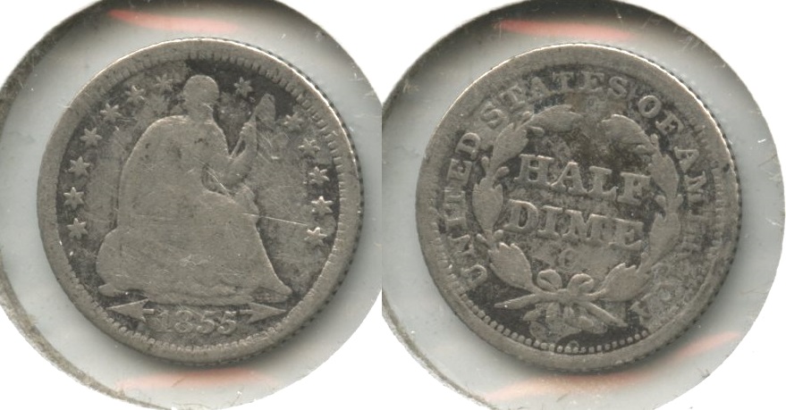 1855-O Seated Liberty Half Dime Good-4 Old Scratches