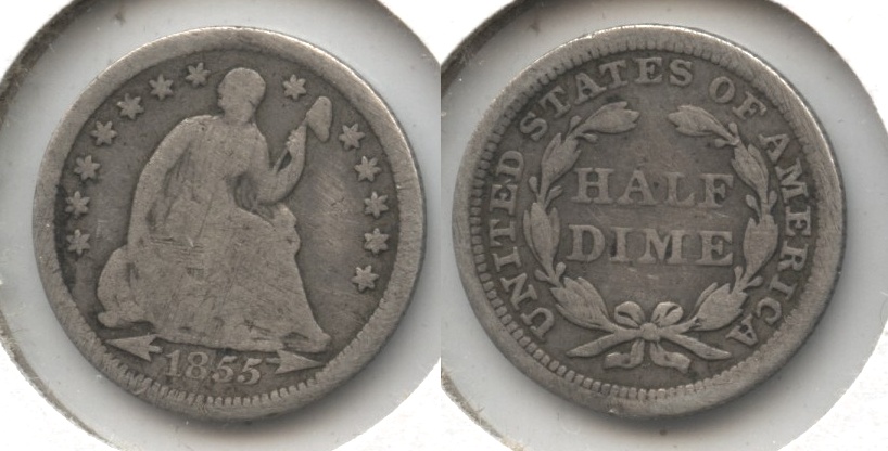 1855 Seated Liberty Half Dime Good-4