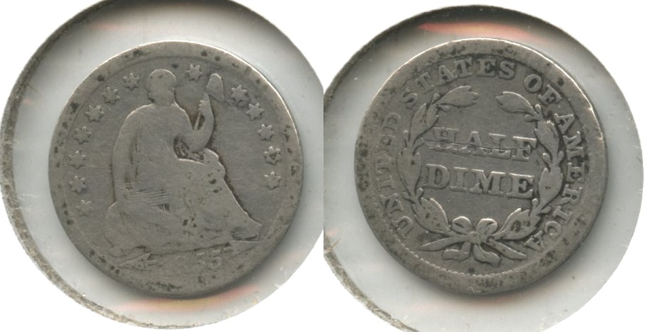 1855 Seated Liberty Half Dime Good-4 #d Reverse Scratch