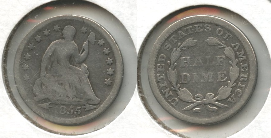 1855 Seated Liberty Half Dime Good-4 #e Obverse Scratch