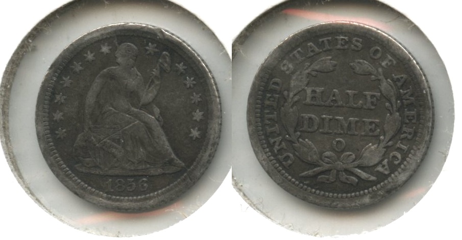 1856-O Seated Liberty Half Dime Fine-12 #a Obverse Scratch