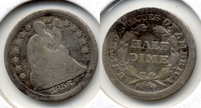 1856 Seated Liberty Half Dime Good-4 b Slight Bend