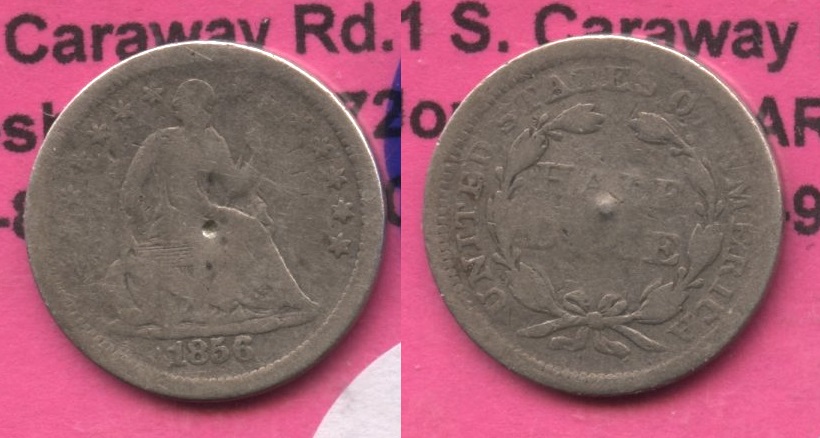 1856 Seated Liberty Half Dime Good-4 #f Obverse Poke