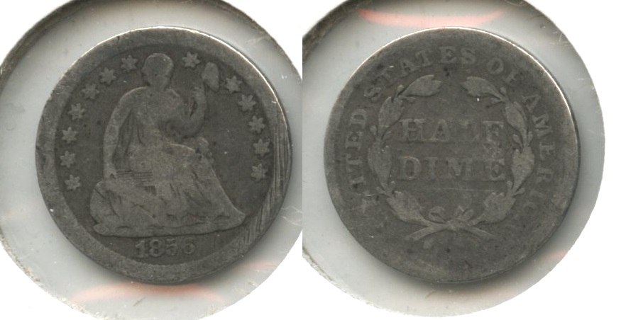 1856 Seated Liberty Half Dime Good-4 #i Obverse Abrasion